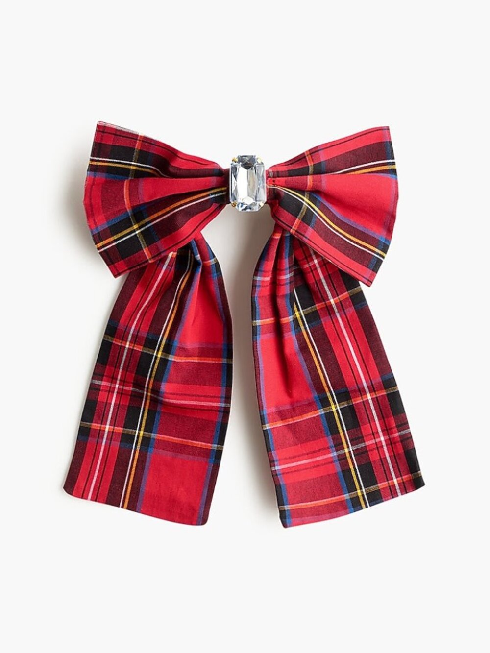 J. Crew Factory Embellished tartan bow barrette hair clip bright red NEW FACTory